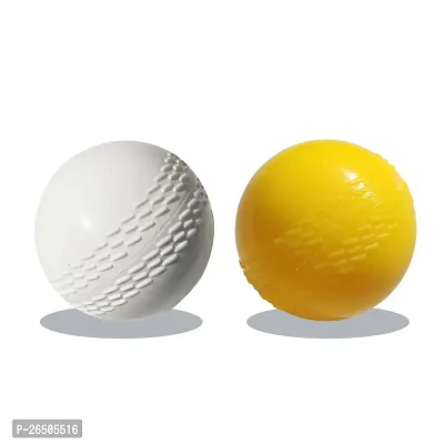 FRONTPLAYS Cricket Wind Ball Yellow  White  Rubber Soft  Shiny Ball