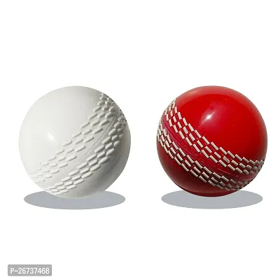 FRONTPLAYS Cricket Ball i 10 Cricket ball  Wind ball Red  White Soft Shiny Ball Pack Of 2-thumb0