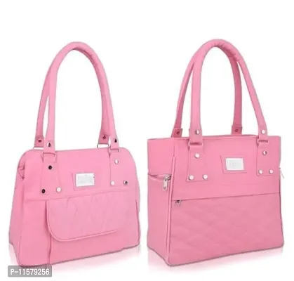 Stylish Pink Regular Handheld Handbags For Women Pack Of 2-thumb0