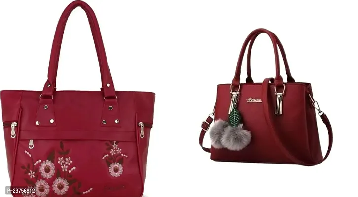 Stylish Maroon PU Handbags Combo For Women