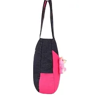 Stylish Pink PU Colourblocked Handbags For Women-thumb2