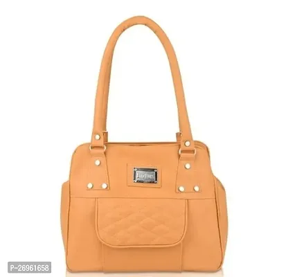 Stylish Mustard PU Solid Handbags For Women-thumb0