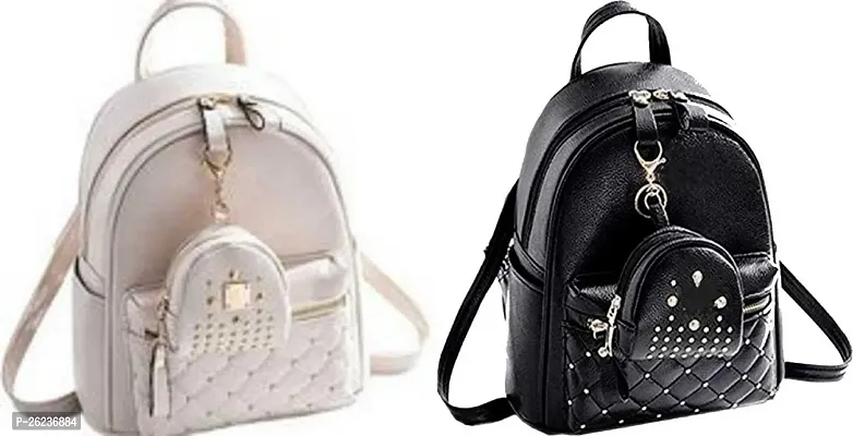 Gorgeous PU Combo Of 2 Backpack For Women And Girls