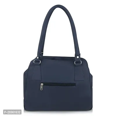Stylish Navy Blue PU Solid Handbags For Women-thumb3