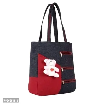 Stylish Red PU Colourblocked Handbags For Women-thumb0