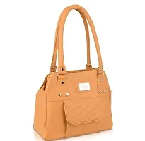 Stylish Mustard PU Solid Handbags For Women-thumb1