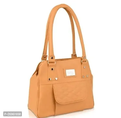 Stylish Mustard PU Solid Handbags For Women-thumb2