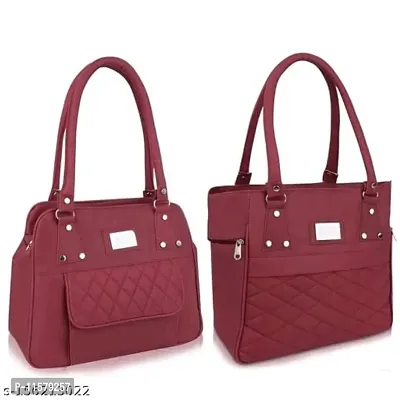 Stylish Maroon Regular Handheld Handbags For Women Pack Of 2