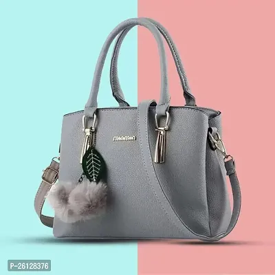 Stylish Grey PU Handbag For Women-thumb0