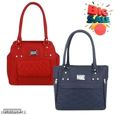 Stylish Multicolored PU Solid Handbags For Women Pack Of 2