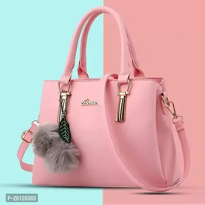 Stylish Pink PU Handbag For Women-thumb0