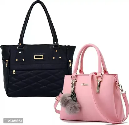 Stylish Multicolored PU Solid Handbags For Women Pack Of 2