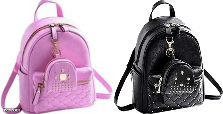 Gorgeous PU Combo Of 2 Backpack For Women And Girls-thumb0