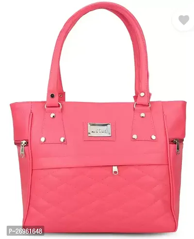 Stylish Pink PU Solid Handbags For Women-thumb0