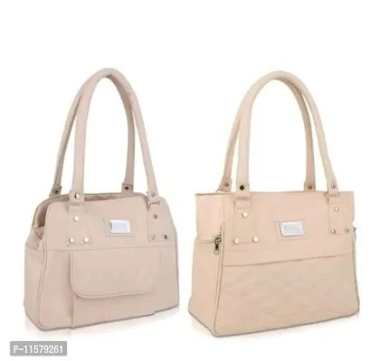 Stylish Beige Regular Handheld Handbags For Women Pack Of 2