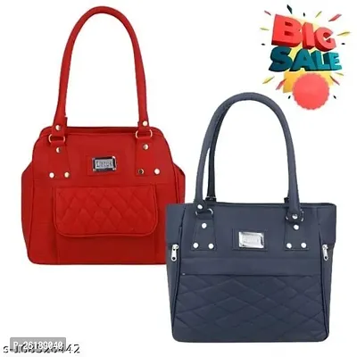 Stylish Multicolored PU Solid Handbags For Women Pack Of 2