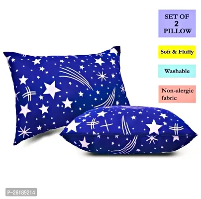 Thukran Microfibre Stripes Sleeping Pillow Pack of 2  (Blue Star)