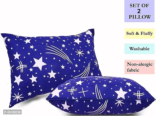 Thukran Microfibre Stripes Sleeping Pillow Pack of 2  (Blue Star)-thumb0