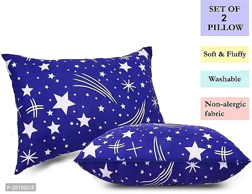 Thukran Microfibre Stripes Sleeping Pillow Pack of 2  (Blue Star)