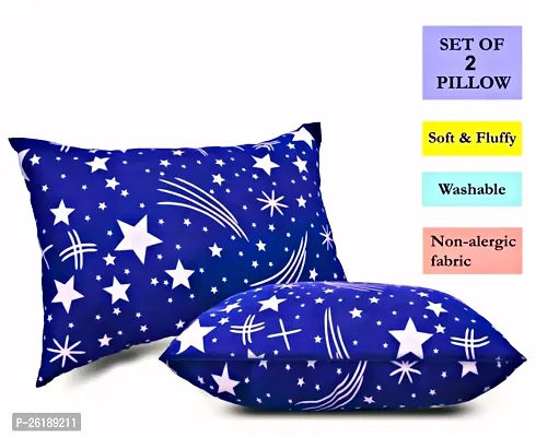 Thukran Microfibre Stripes Sleeping Pillow Pack of 2  (Blue Star)