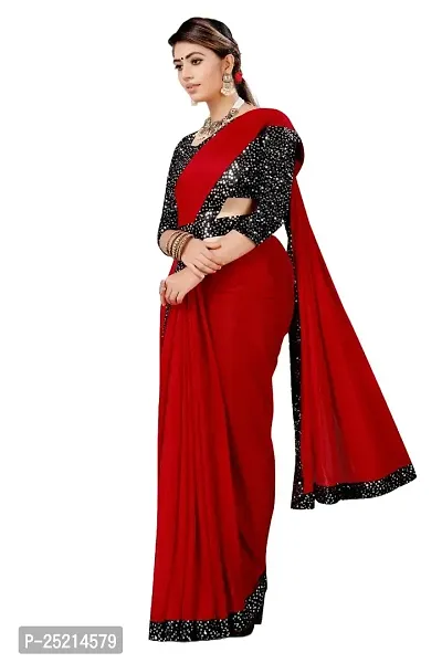 Generic Women's Lycra Blend Saree (Black,5-6Mtrs)