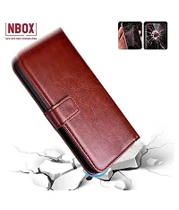 KDM  Flip Cover for Vivo V23 Pro 5G Handmade Leather Wallet Case with Kickstand Card Slots Magnetic Closure for Vivo V23 Pro 5G (Blrown)-thumb1