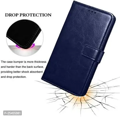 KDM  Leather Finish Flip Cover for Vivo Y1s /Y 90/Y91 |Inside Pockets  Inbuilt Stand | Wallet Style Back Case | Magnet Closure (Blue-thumb2