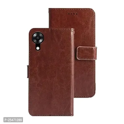 KDM Oppo A17K Flip Case | with Card Pockets | Wallet Stand |Complete Protection Flip Cover for Oppo A17K - Brown-thumb0