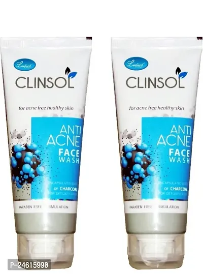 Clinsol Face Wash Anti Acne Charcoal 70 Gm Pack Of 2-thumb0