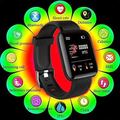 Watch for Men Women ID116 Plus Smart Bracelet Fitness Tracker Color Screen Smartwatch Heart Rate Blood Pressure Pedometer Sleep Monitor