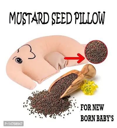 KUBA KIDS Pillow for Newborn Baby-Round Head Shaping Baby Pillow, 0-12 Months Animals Print Mustard Seeds Baby Pillow Pack of 1 (Orange)