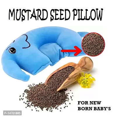 KUBA KIDS Pillow for Newborn Baby-Round Head Shaping Baby Pillow, 0-12 Months Animals Print Mustard Seeds Baby Pillow Pack of 1(blue)