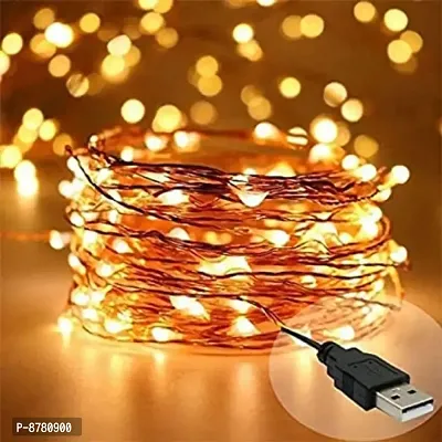 Penyan Light Curtain, Light Warm Color, String Light with Flashing Mode Decoration. (USB String 5 meter) ( Pack of 1 )-thumb0