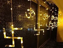 Penyan Light Curtain, Light Warm Color, String Light with Flashing Mode Decoration for Diwali, Christmas, Party, Wedding, Festival, Home ( Om Swastik ) ( Pack of 1)-thumb1