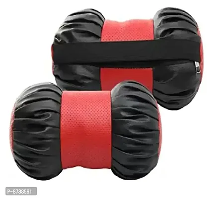 Classy Dumbbell Shaped Universal Leather Car Cushion (Cylindrical tan) pack - 2