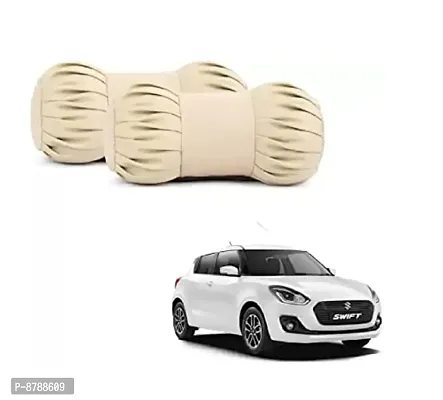 Classy Dumbbell Shaped Universal Leather Car Cushion (Cylindrical tan) pack - 2-thumb2