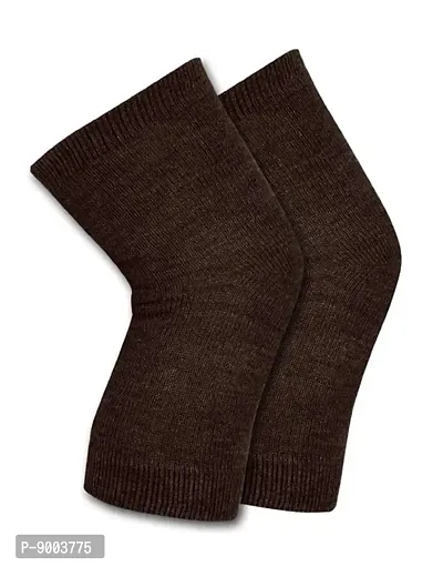 Knee Warmers, Woolen Knee Cap | Unisex | Elastic Support | Fully Stretchable (brown) - 1 Pair