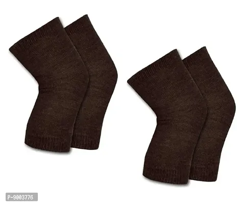 Knee Warmers, Woolen Knee Cap | Unisex | Elastic Support | Fully Stretchable (brown) - 2 Pair