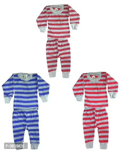 Fancy Cotton Blend Full Sleeve Top And Button Suit Sets For Kids (Pack Of 3)