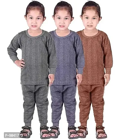 Fancy Polycotton Thermal Suit For Kids (Pack Of 3)