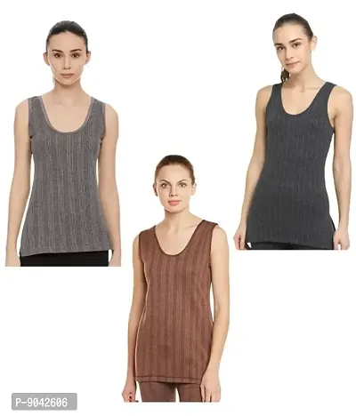 Fancy Cotton Blend Thermal Tops for Women Multicolor Pack of 3