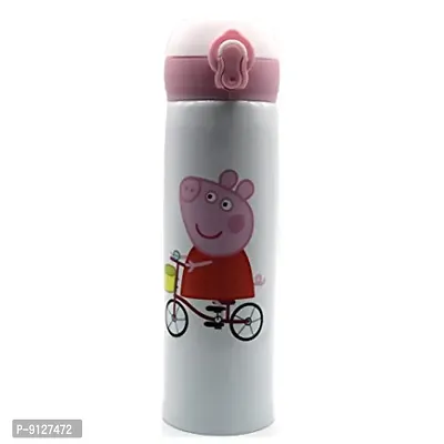 Stainless Steel Double Insulated Cute Cartoon Peppa Pig Water Bottle For Kids, (White)-thumb0
