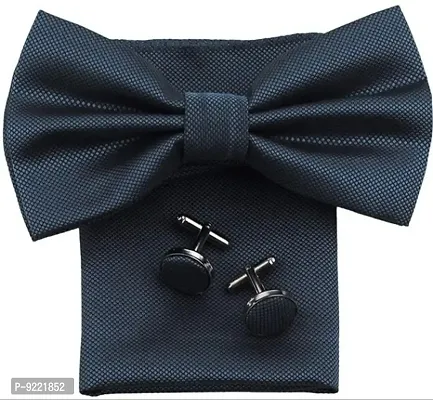 Modern Bow Tie With Pocket Square And Cufflinks (Pack of 1)-thumb0