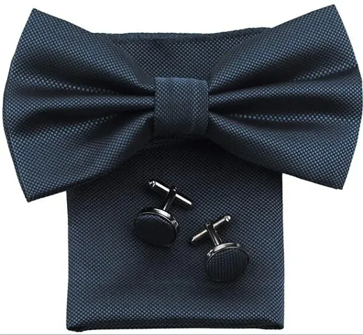 Modern Bow Tie With Pocket Square And Cufflinks (Pack of 1)