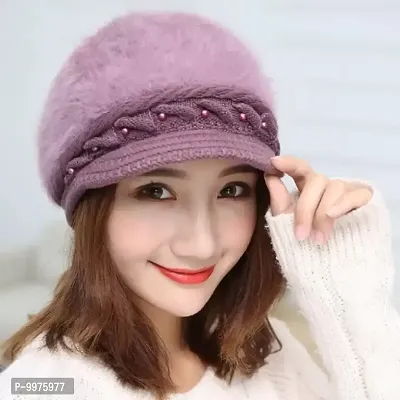 Classy Woolen Solid Winter Caps for Women