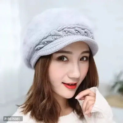 Classy Woolen Solid Winter Caps for Women-thumb0