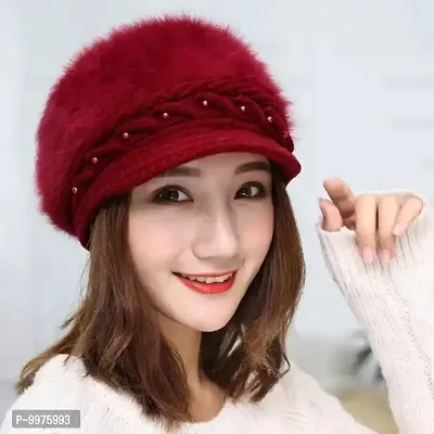 Classy Woolen Solid Winter Caps for Women
