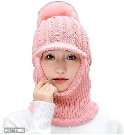 Penyantrade;Winter Beanie Monkey Cap Hood for Women | Stretchable Skull Soft Combined Scarf with Drawstring Multi Use Woolen Balaclava Neck Warmer Scarf Casual Cap Hat for Men  Women | Freesize-thumb0