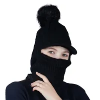 Winter Beanie Monkey Cap Hood for Women | Stretchable Skull Soft Combined Scarf with Drawstring Multi Use Woolen Balaclava Neck Warmer Scarf Casual Cap Hat for Men  Women | Freesize-thumb3