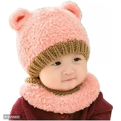 Classy Woolen Beanie Cap with Neck Warmer for Kids-thumb2